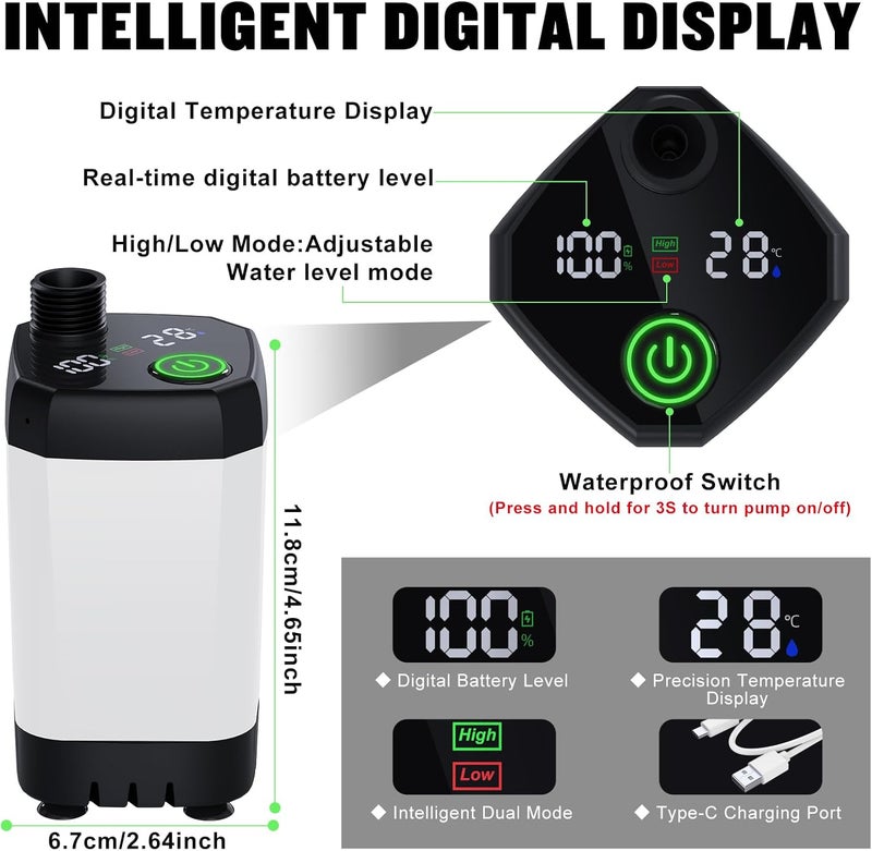 Spopal Portable Shower for Camping, [Long-Lasting] 6000mAh Rechargeable Camping Shower with Intelligent LED Display, 4 Spray Modes, IPX7 Waterproof Outdoor Camp Pump for Hiking, Travel, Car, Pet - Image 4